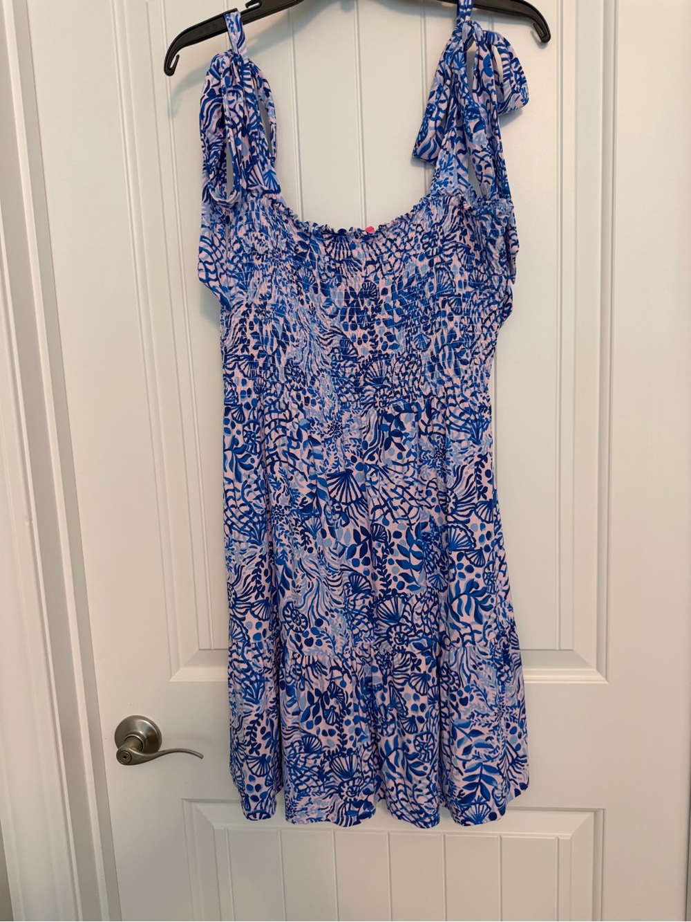 Lilly Pulitzer Blue and Purple Floral Tie-Shoulder Summer Dress